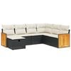 vidaXL 7 Piece Garden Sofa Set with Cushions Black Poly Rattan