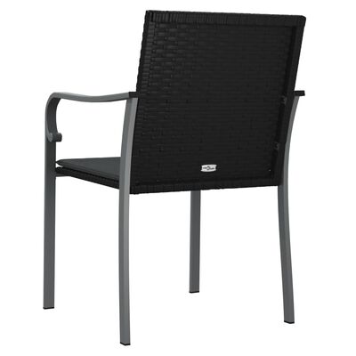 vidaXL Garden Chairs with Cushions 2 pcs Black 56x59x84 cm Poly Rattan