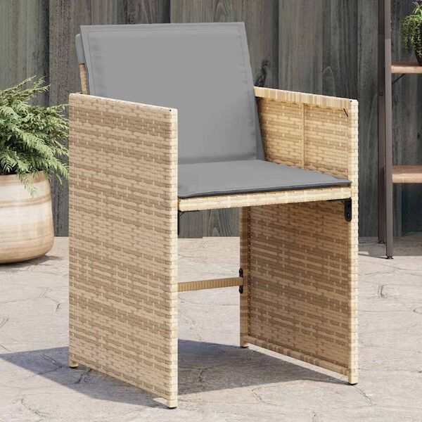 vidaXL Garden Chairs with Cushions 4 pcs Mix Beige Poly Rattan