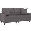 vidaXL 2-Seater Sofa with Throw Pillows Grey 140 cm Faux Leather