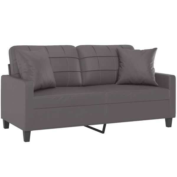 vidaXL 2-Seater Sofa with Throw Pillows Grey 140 cm Faux Leather