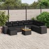 vidaXL 9 Piece Garden Sofa Set with Cushions Black Poly Rattan