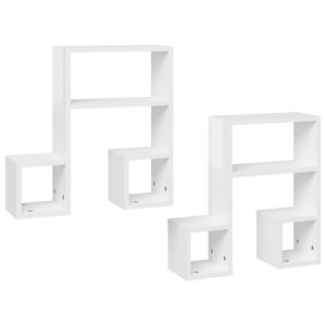 vidaXL Wall Shelf | Set of 2 | High gloss white | Engineered wood | Medium