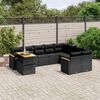 vidaXL 10 Piece Garden Sofa Set with Cushions Black Poly Rattan