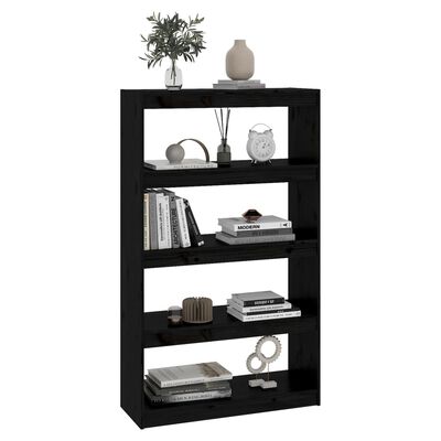 vidaXL Book Cabinet/Room Divider Black 80x30x135.5 cm Solid Wood Pine