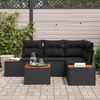 vidaXL Garden Sofa Set with Cushion 4 pcs Black Poly Rattan