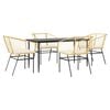 vidaXL 5 Piece Garden Dining Set with Cushions Brown Poly Rattan Glass