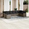 vidaXL 10 Piece Garden Sofa Set with Cushions Grey Poly Rattan