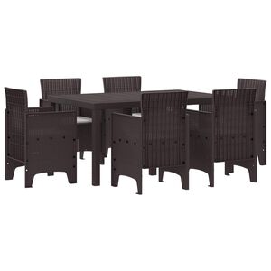 vidaXL Garden Dining Set 7 pcs Brown Polt rattan