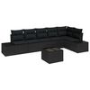 vidaXL Garden Sofa Set with Cushion 7 pcs Black Poly Rattan