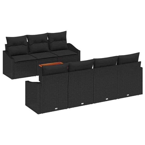 vidaXL Garden Sofa Set with Storage 8 pcs Black Poly Rattan