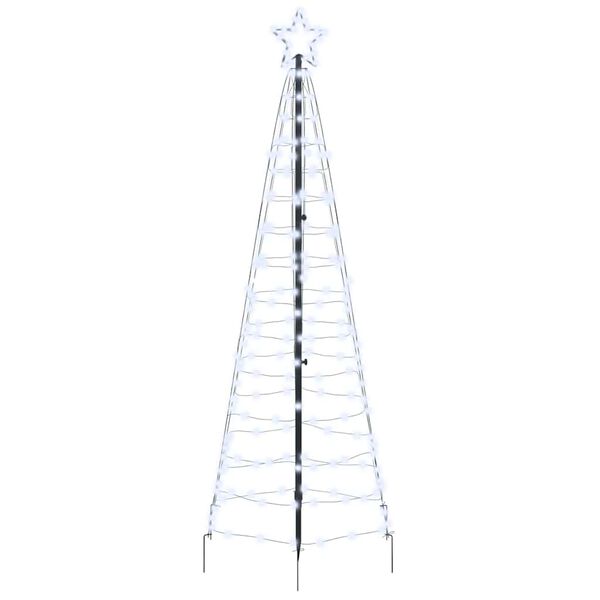 vidaXL LED Christmas Tree with Ground Spikes Cool White 250 cm Iron