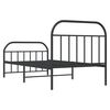 vidaXL Metal Bed Frame without Mattress with Footboard Black 107x203cm