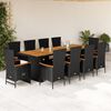 vidaXL 11 Piece Garden Dining Set with Cushions Black Poly Rattan