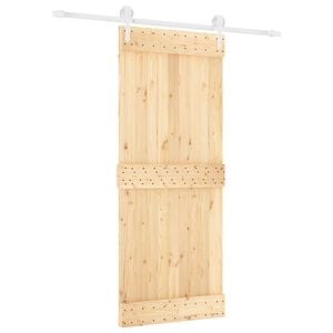 vidaXL Sliding Door Natural and White 85 x 210 cm Solid Pine Wood