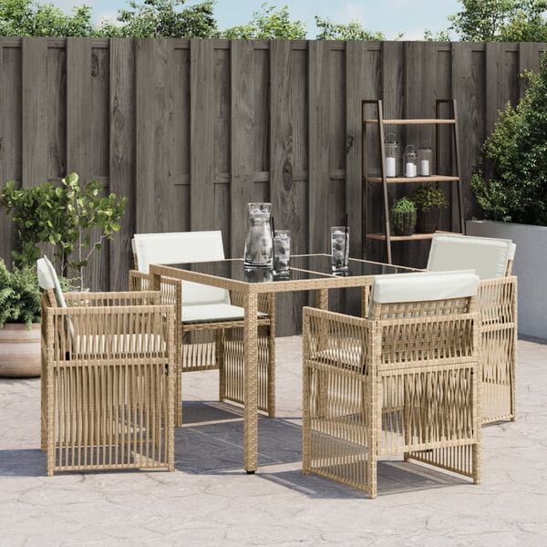 vidaXL Garden Chairs with Cushions 4 pcs Beige Poly Rattan