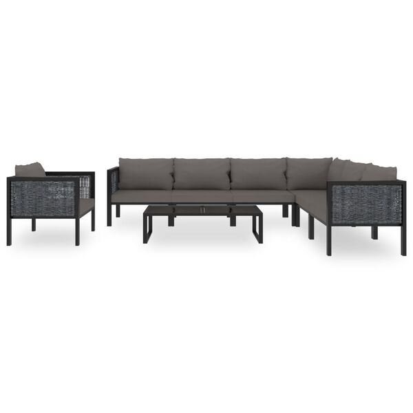 vidaXL 8 Piece Garden Lounge Set with Cushions Poly Rattan Anthracite