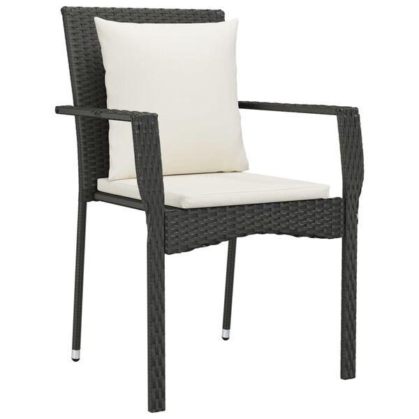 vidaXL Garden Chairs with Cushions 2 pcs Poly Rattan Black