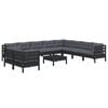 vidaXL 11 Piece Garden Lounge Set with Cushions Black Solid Pinewood