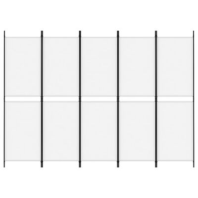 vidaXL 5-Panel Room Divider White 250x180 cm Fabric