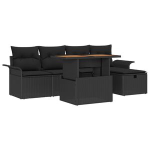 vidaXL Garden Sofa Set 6 pcs Black Poly Rattan
