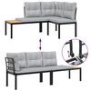 vidaXL 7 Piece Garden Sofa Set with Cushions Black Powder-coated Steel