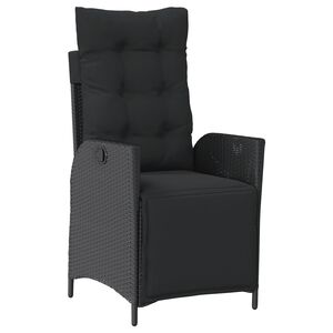 vidaXL Reclining Garden Chair with Footrest Black Poly Rattan