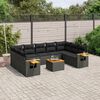 vidaXL 10 Piece Garden Sofa Set with Cushions Black Poly Rattan