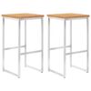 vidaXL Bar Chairs 2 pcs Solid Teak Wood and Stainless Steel