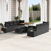 vidaXL Garden Sofa Set with Cushion 11 pcs Black Poly Rattan