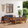 vidaXL 5 Piece Garden Lounge Set with Dark Grey Cushions Solid Wood