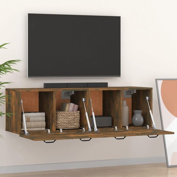 vidaXL Wall Cabinets 2 pcs Smoked Oak 80x35x36.5 cm Engineered Wood