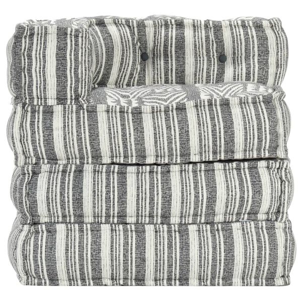 vidaXL Modular Pouffe Grey Stripe Fabric