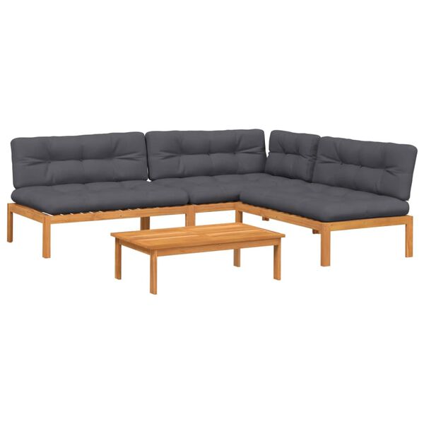 vidaXL 4 Piece Garden Pallet Sofa Set with Cushions Solid Wood Acacia