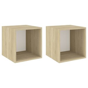 vidaXL Wall Cabinets 2 pcs White and Sonoma Oak 37x37x37 cm Engineered Wood