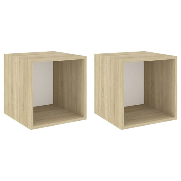 vidaXL Wall Cabinets 2 pcs White and Sonoma Oak 37x37x37 cm Engineered Wood