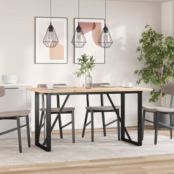 vidaXL Dining Table O-Frame 140x80x75.5 cm Solid Wood Pine and Steel