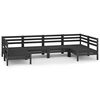 vidaXL 6 Piece Garden Lounge Set Black Solid Wood Pine