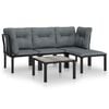 vidaXL 5 Piece Garden Lounge Set Black and Grey Poly Rattan