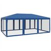 vidaXL Party Tent with 10 Mesh Sidewalls Blue 6x4 m HDPE