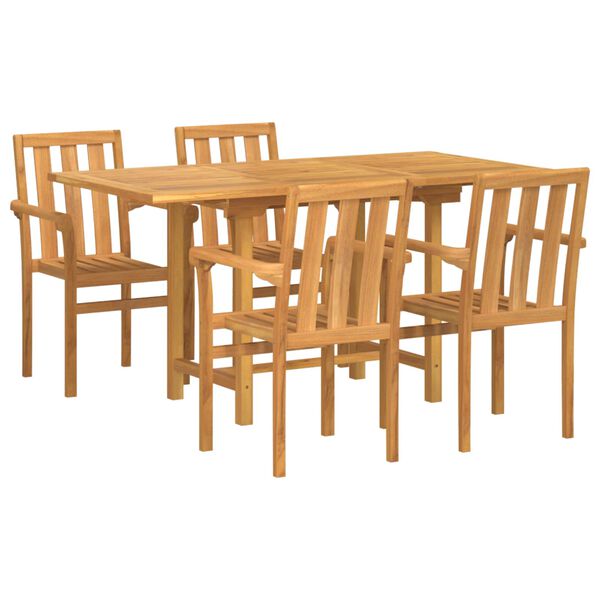 vidaXL Garden Dining Set 5 pcs Brown Solid Teak Wood