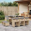 vidaXL 11 Piece Garden Dining Set with Cushions Mix Beige Poly Rattan