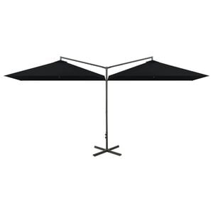 vidaXL Double Garden Parasol with Steel Pole Black 600x300 cm