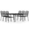vidaXL 7 Piece Garden Dining Set Black