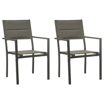 vidaXL Garden Chairs 2 pcs Textilene and Steel Grey and Anthracite