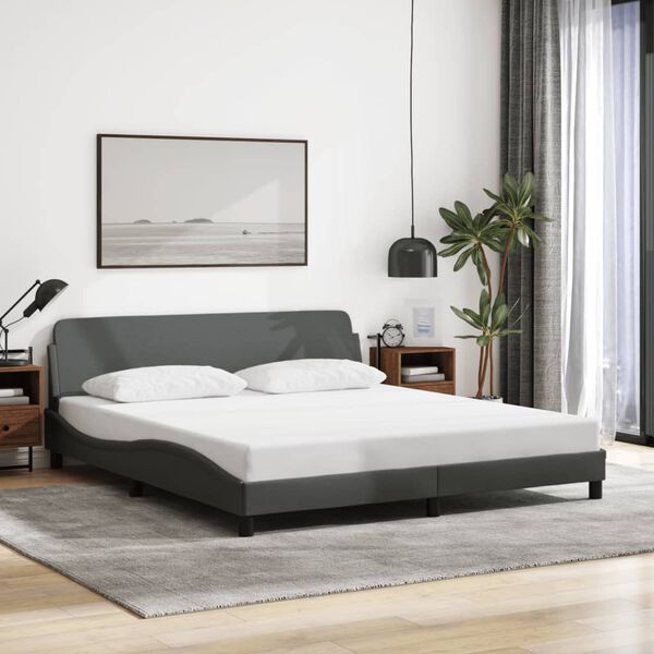 vidaXL Bed Frame "Dover" Dark Grey 180x200 cm King Fabric