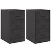 vidaXL Bedside Cabinets 2pcs Black 34.5x39x62 cm Steel