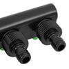 vidaXL 4-Way Tap Adaptor Green and Black 19.5x6x11 cm ABS & PP