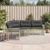 vidaXL Garden Sofa with Cushions and Footstool L-Shaped Light Grey Poly Rattan