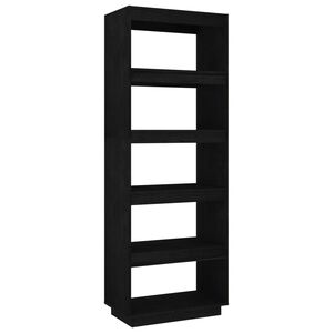 vidaXL Book Cabinet/Room Divider Black 60x35x167 cm Solid Pinewood